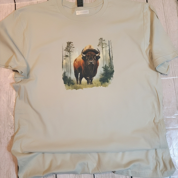 Majestic American Bison Beige T-Shirt - Picture 3 of 12